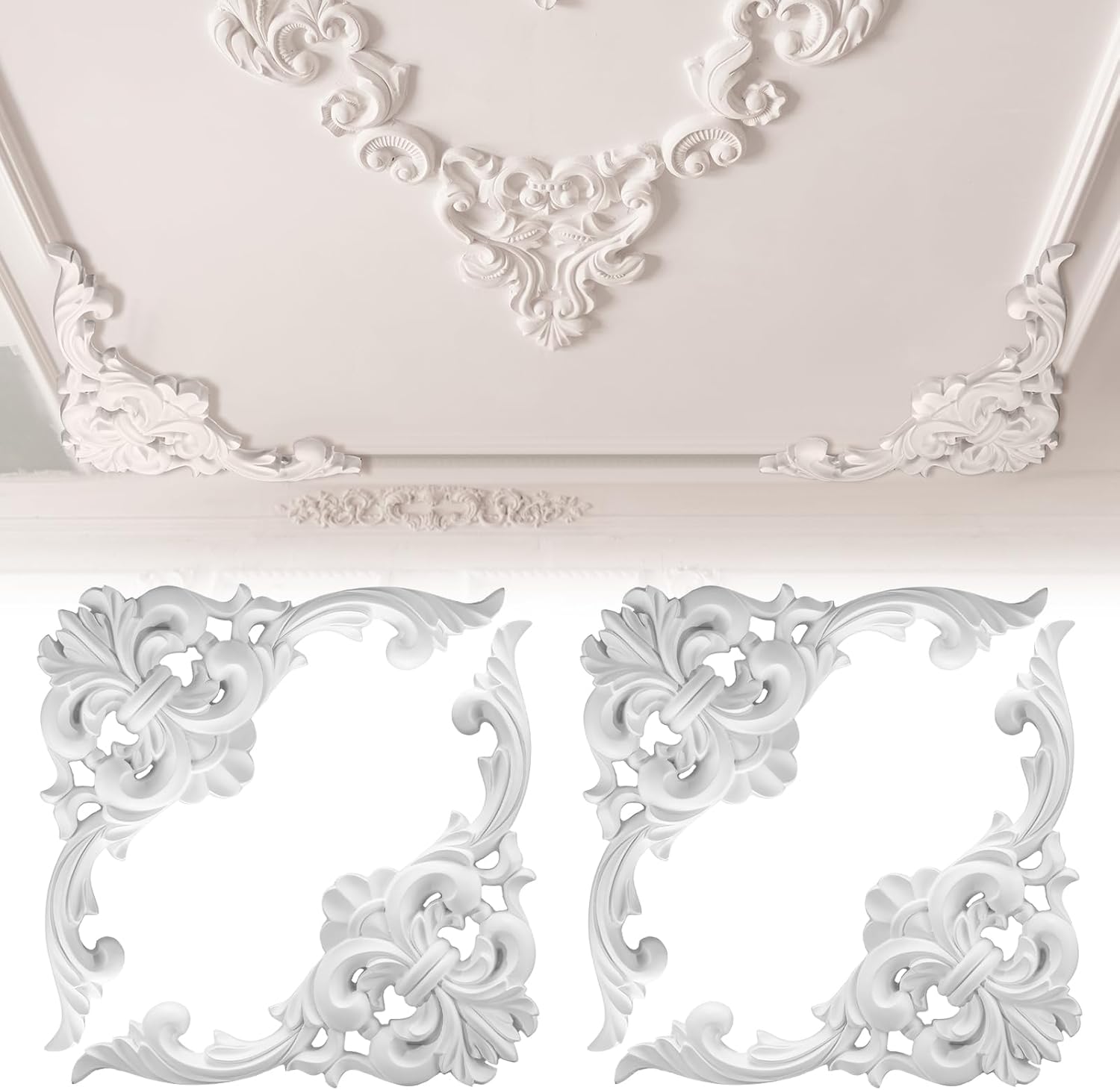 Flower Wall Panel - Zestaw listew sufitowych PU, narożne listwy