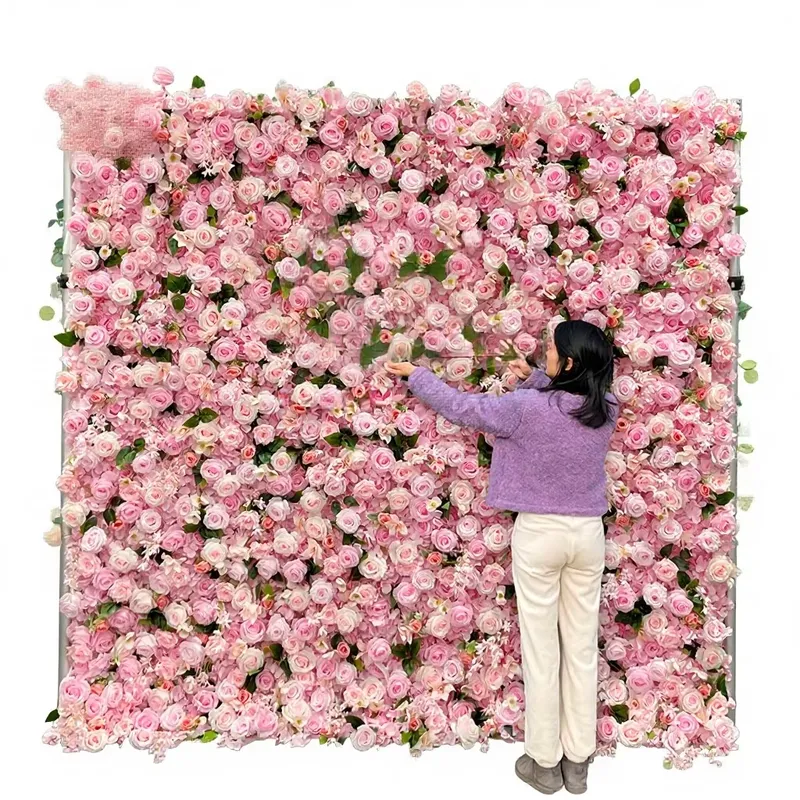 Flower Wall Panel - Ściana z sztucznych kwiatów jedwabnych Sunwedding,
