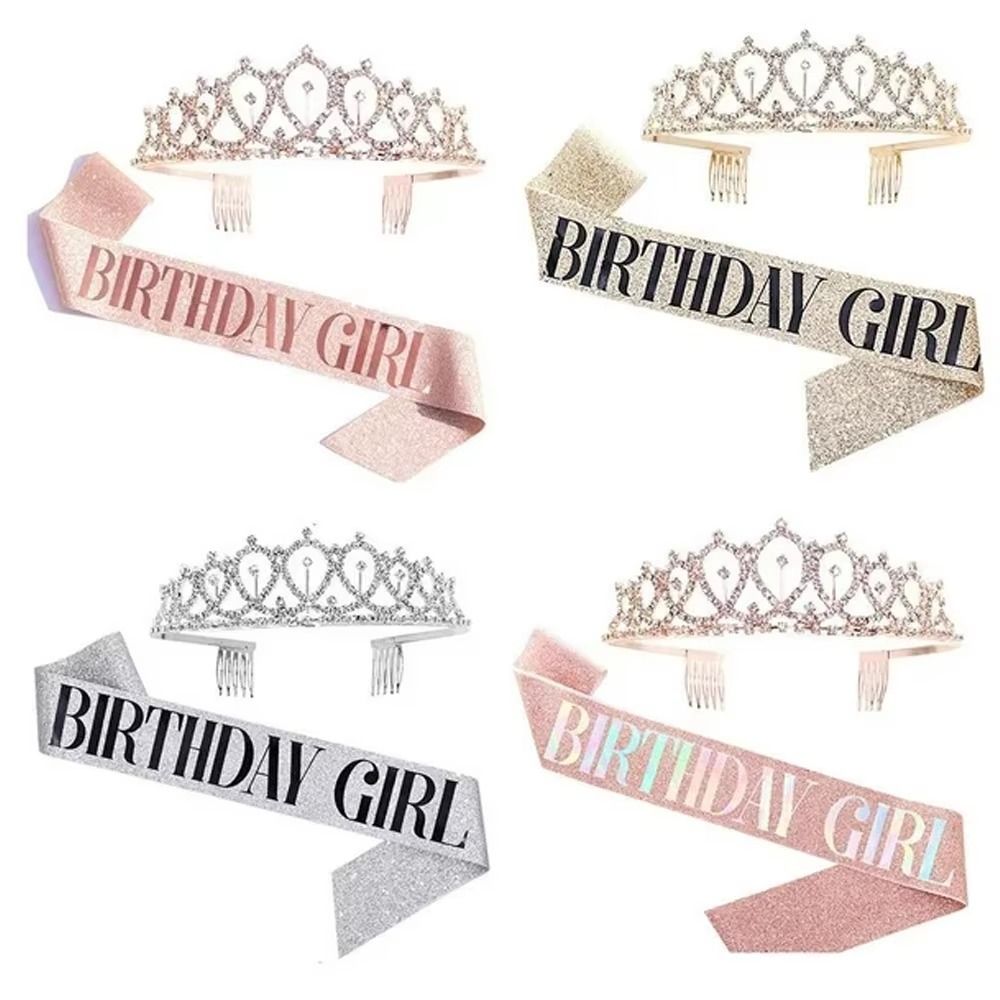 Birthday Sash Glitter - 2 szt./zestaw Nowa Brokatowa Korona na