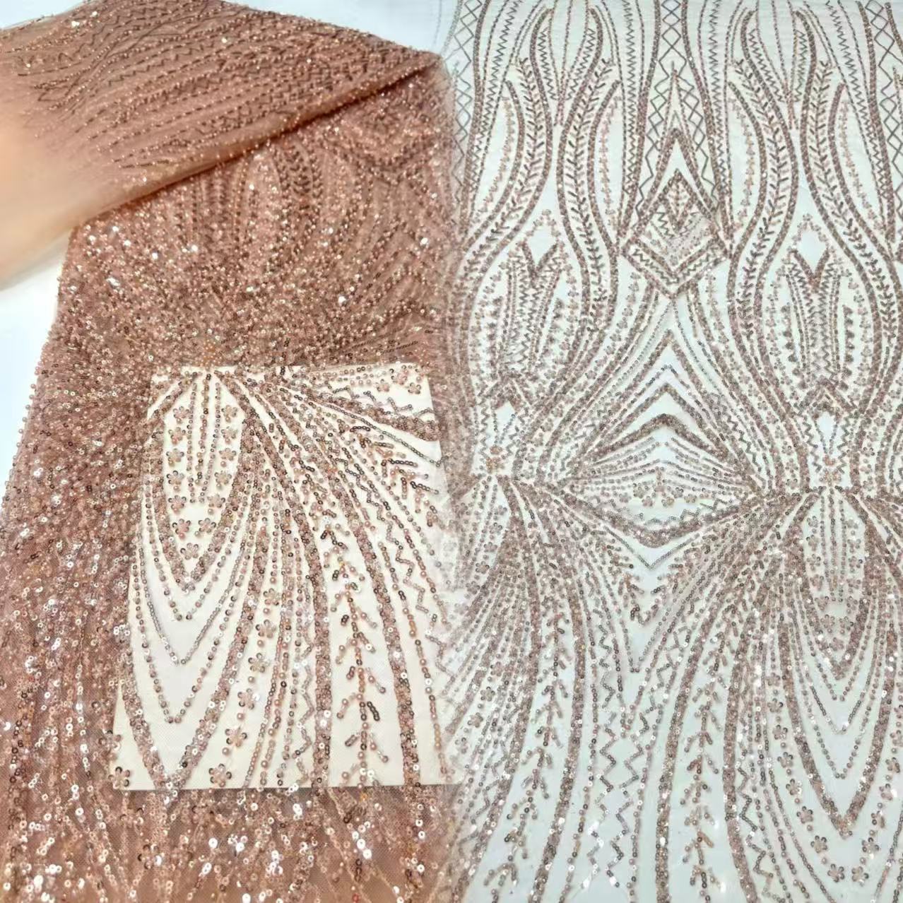 Glitter Tablecloth - Afrykańska koronka z cekinami, haftowana, zdobiona