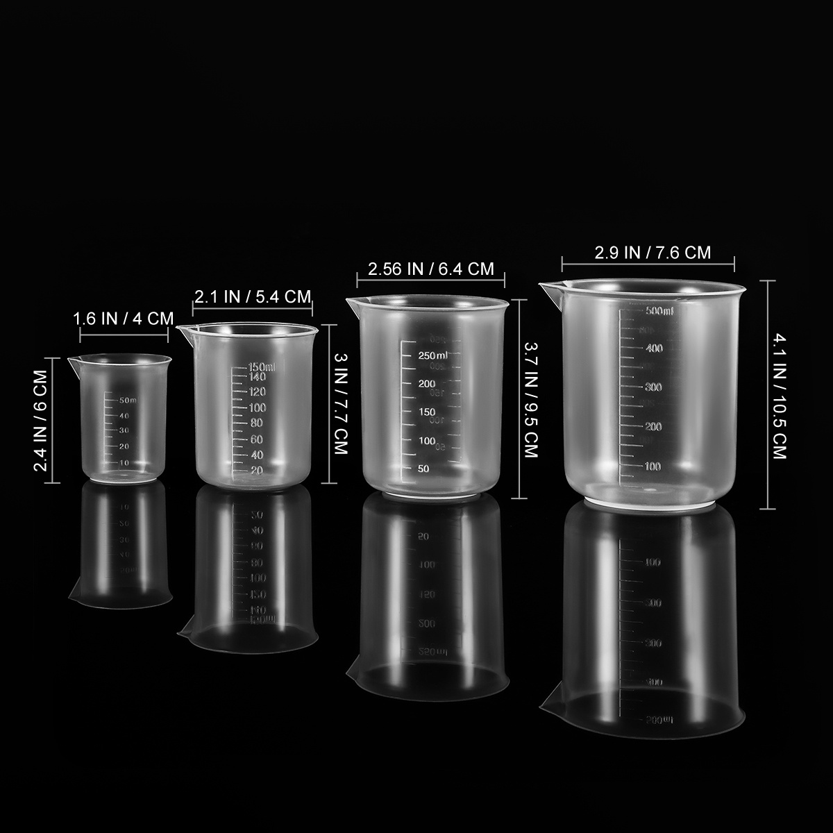 Plastic Cup 50Pcs - 4 szt. plastikowych zlewów miarowych 50