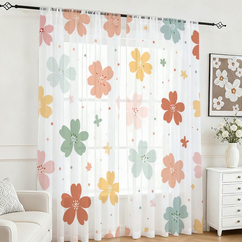 Flower Wall Panel - 2 szt. Przezroczyste zasłony z nadrukiem