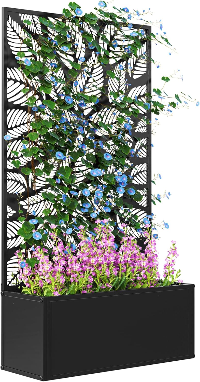 Flower Wall Panel - Metalowa podwyższona grządka ogrodowa z kratką