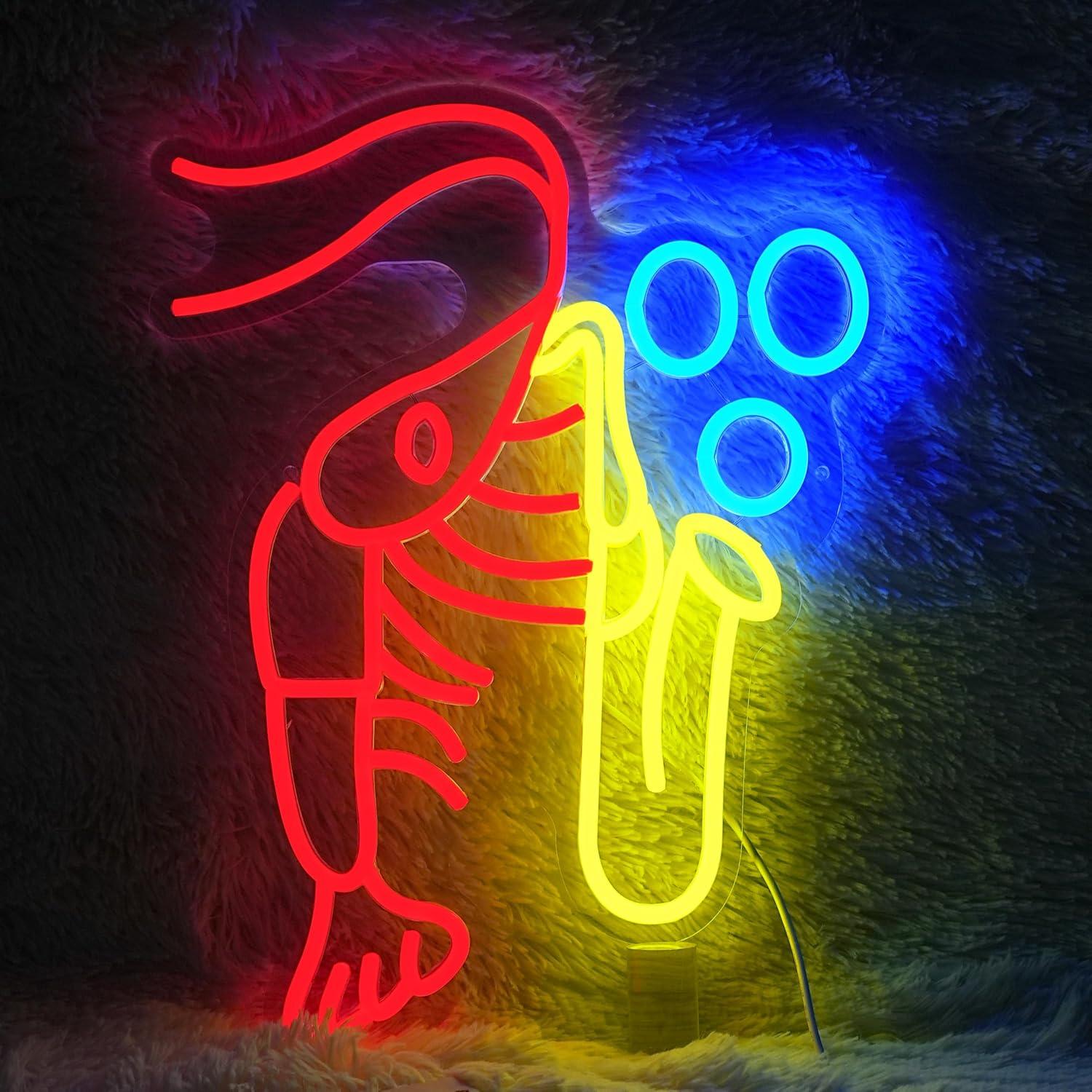 Neon Sign Party - Neonowy znak LED z homarem, saksofonem,