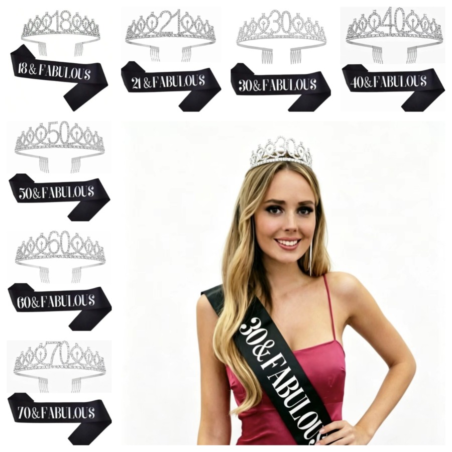 Brokatowa Srebrna Tiara Korona – Birthday Sash Glitter recenzja i cena