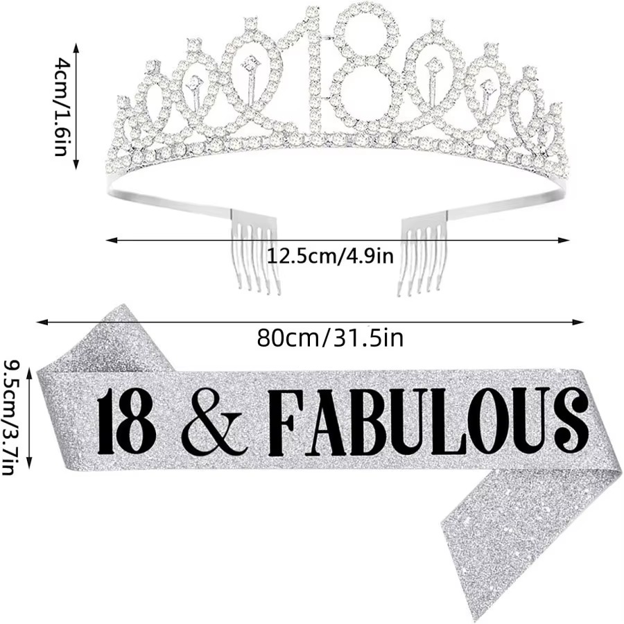 Brokatowa Srebrna Tiara Korona – Birthday Sash Glitter recenzja i cena
