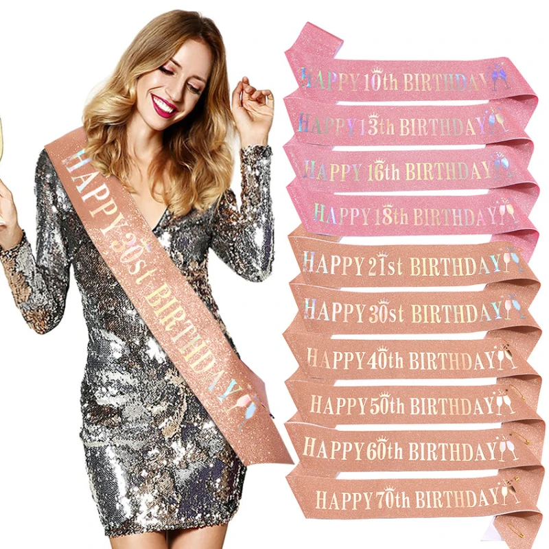 Happy 10th 13th 16th 21st 30th – Birthday Sash Glitter recenzja i cena